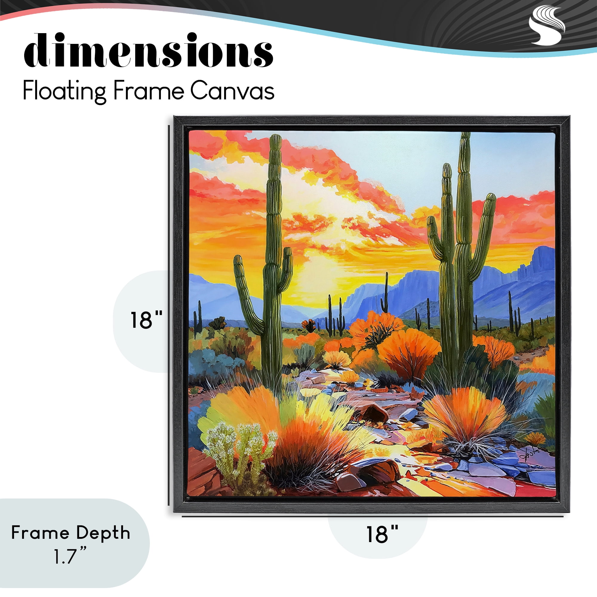Stupell Industries Desert Splendor Cacti Black Framed Floater Canvas Wall Art, design by John Jaster