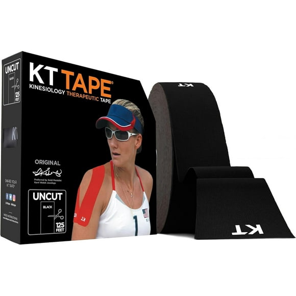 KT Tape, Coton Original, Ruban Élastique Kinésiologie Athlétique, Rouleau Non Découpé 125, Noir
