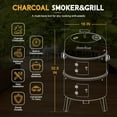 thumbnail image 4 of 16 inch Charcoal Smoker, Vertical BBQ Grill, Heavy Duty 4 In 1 Fire Pit with built-in Thermometer & Adjustable Vent System for Backyard Patio Camping, 4 of 8