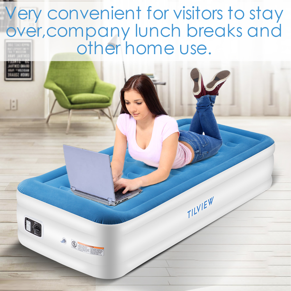 TILVIEW 18" Twin Inflatable Air Mattress Raised Air Bed w/ Builtin