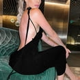 thumbnail image 2 of Wycnly Dresses for Women 2024 Sexy Spaghetti Strap Basic Bodycon Night Party Club Dresses Sleeveless One Line Neck Solid Summer Maxi Casual Dress Black M Clearance Clothes, 2 of 7