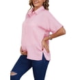 thumbnail image 4 of INSPIRE CHIC Women's Maternity Blouse Dolman Sleeve Loose Button Down Split Point Collar Short Sleeve Tops Pregnancy Shirts XL Pink, 4 of 6