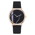 thumbnail image 1 of Reloj femenino informal de moda con correa de cuero de PU Reloj de pulsera de cuarzo para negocios (negro negro), 1 of 3