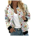 thumbnail image 1 of GYUJNB Manteau Léger pour Femmes, Mode Femmes Imprimé Floral Col Rond Décontracté Ample Manches Longues Manteau Cardigan Haut Vestes Légères pour Femmes, Rouge, 1 of 5