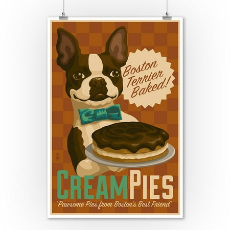 Boston Terrier Retro Cream Pie Ad Poster