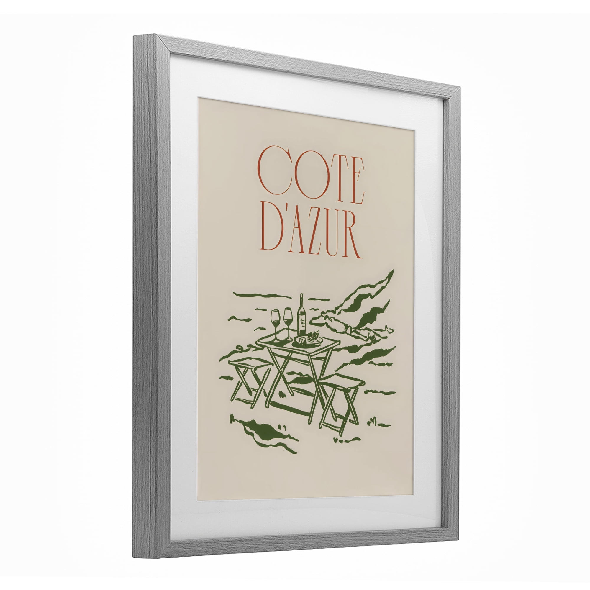 Stupell Industries Seaside Wine Picnic Gray Framed Print Under Glass, design by The Prints Vibe