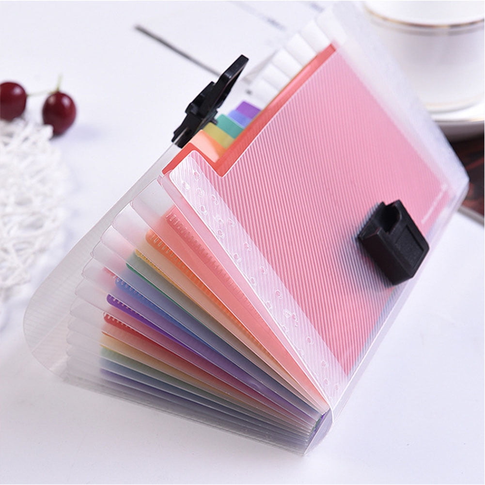 2 Tabs Accordian File Organiser,24 Pockets Expanding File Folder with Expandable Flap,Portable/Standing Plastic Filing Folder,Rainbow Paper Bill Document Wallet Storage Box Accordion File Organiser 