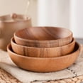 thumbnail image 4 of Flat Bottom Wooden Bowl Large Capacity Solid Color Wooden Bowl Acacia Wooden Bowl Multifunctional Food Bowl for Soup Noodle Nuts Type 12, 4 of 10