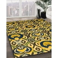 thumbnail image 3 of Ahgly Company Machine Washable Indoor Square Abstract Gen Brown Yellow Area Rugs, 5' Square, 3 of 7