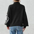 thumbnail image 7 of Mock Neck Sweaters for Women Colorblock Batwing Sleeve Outfit Fall Winter Floral Pullover Tops Black XL, 7 of 7