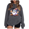 thumbnail image 1 of Pisexur Chandail en Molleton d'Halloween pour Femmes en Molleton Ample Automne Orange Manches Longues Col Rond Mode Citrouille Graphique Chandails en Molleton Chandails à Capuchon d'Halloween Chandail, 1 of 3