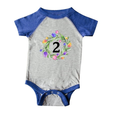 

Inktastic 2nd Birthday Tulip Flower Wreath Gift Baby Boy or Baby Girl Bodysuit