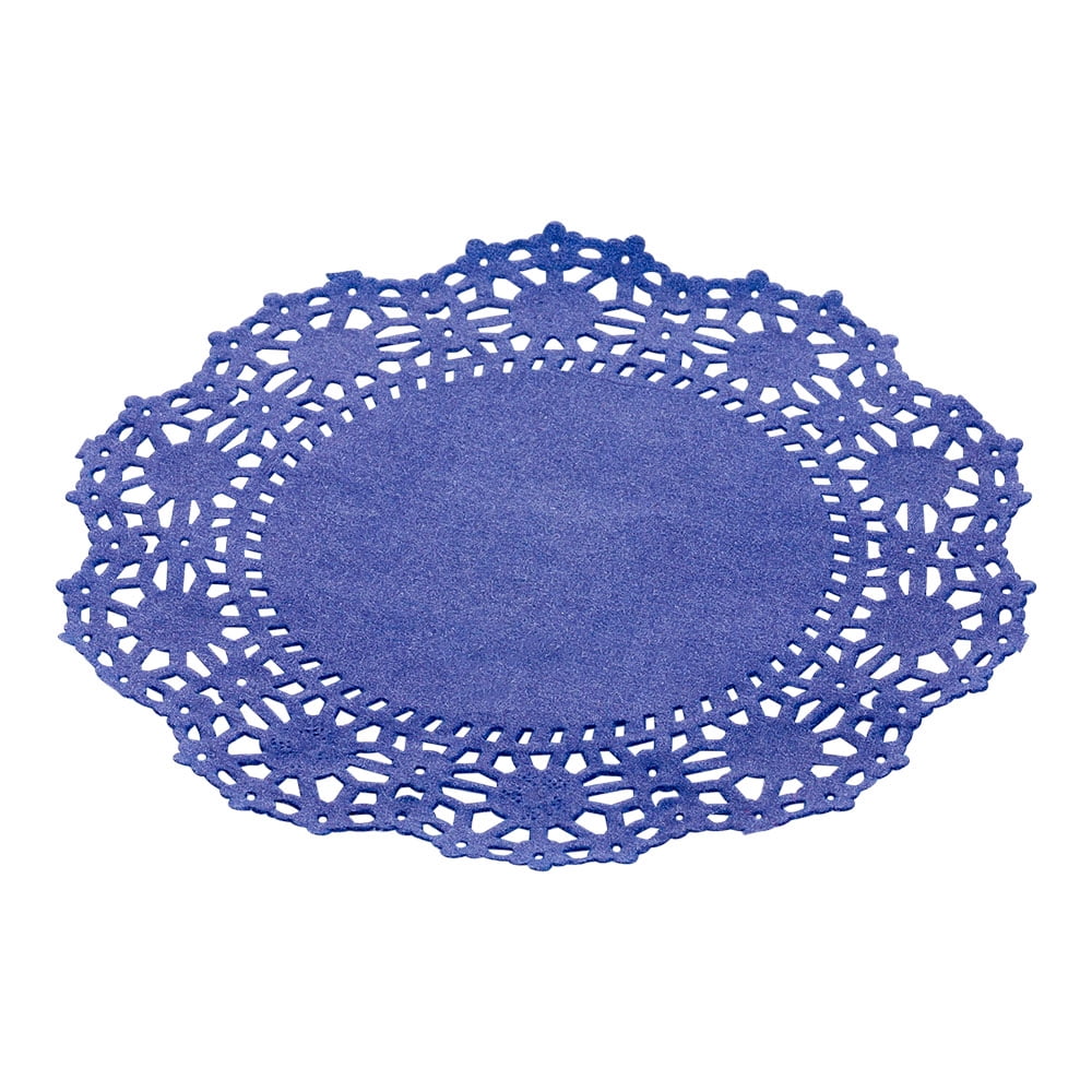 Pastry Tek Navy Blue Paper Doilies Lace 4" x 4" 100 count box