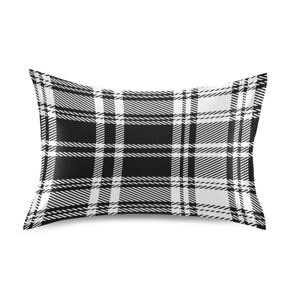 Ryvnso Satin Pillowcase Black and White Plaid Pattern Grid Pillow Cases Standard Size 26x20in