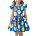 thumbnail image 2 of NAISIBABY Girls Play Dresses, Summer Casual Ruffles Sleeve Crewneck Kids Flare Flowy Dresses Dark Blue Size 6, 2 of 7