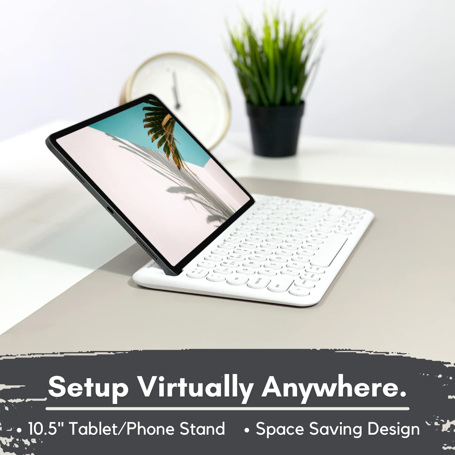 Macally Compact Portable Bluetooth Keyboard with Stand, 78-Key Wireless Keyboard for iPhone, iPad, Android, Tablet