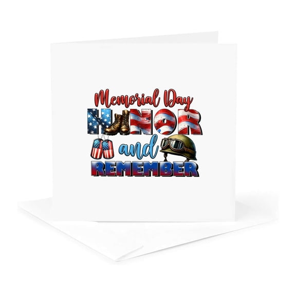 3drose, Memorial Day Honor and Remember. Cool Military Memory Patriotic Gift, 1 Greeting Card with Envelope