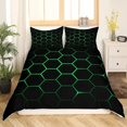 thumbnail image 1 of Geometric Duvet Cover Multicolor Honeycomb Hexagon Bedding Set Geometric Theme Metal Texture Streamline Polyester Qulit Cover, 1 of 7