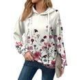 thumbnail image 3 of Hoodies For Women Oversized Winter Cute Sweatshirts Pullover Trendy Fall Clothes, Floral Print Lightweight Design without Pockets for Fall Winter Style and Comfort,Beige,L, 3 of 8