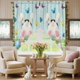 thumbnail image 5 of Easter Bunny Tail Swag Valance Curtains Spring Floral Colorful Easter Eggs Butterfly Green Wood Grain Rod Pocket Swag Curtains Small Window Treatments for Kitchen Bedroom 36" W x 36" L, 2 Panels, 5 of 9