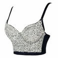 thumbnail image 3 of ELLACCI Women's Rhinestone Diamond Push up Bustier Crop Top Sexy Punk Corset Bra Black Small, 3 of 8