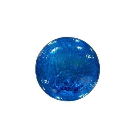 Blue Crackled Glass Ball W/15 Led Lights