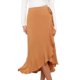 thumbnail image 1 of Falda cruzada de cintura alta para mujer, dobladillo con volantes, color puro, falda cruzada causal de una pieza, color caqui M, 1 of 6