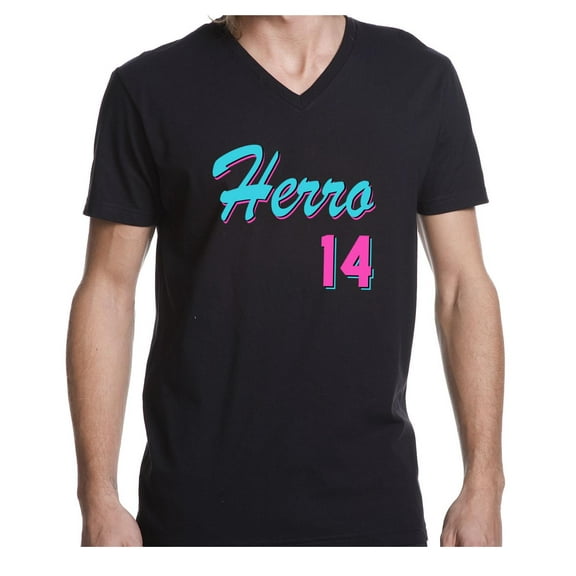 MENS V NECK Heat Tyler Herro Vice City Logo T-Shirt XL