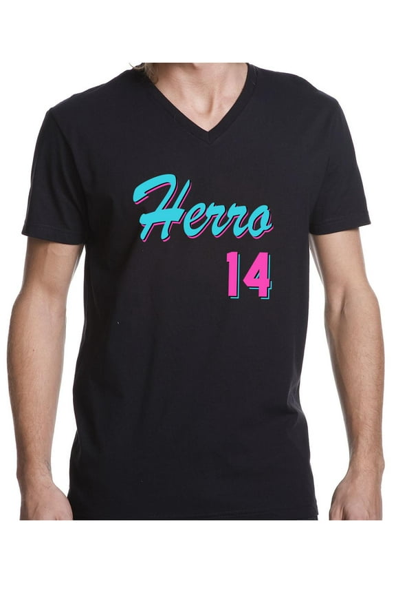MENS V NECK Heat Tyler Herro Vice City Logo T-Shirt MEDIUM