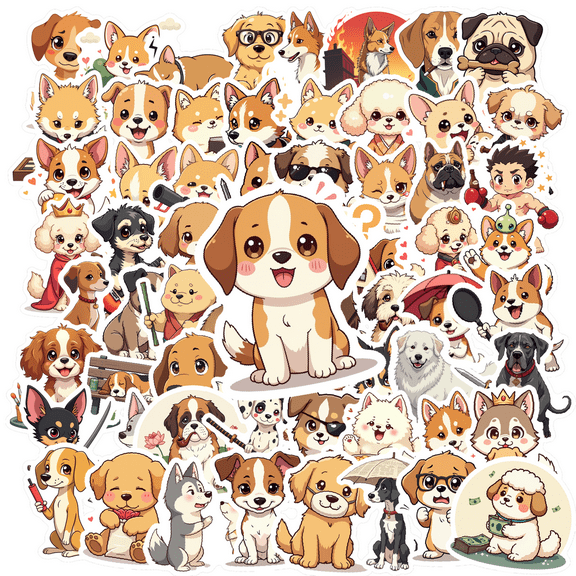 cartoon Dog Stickers, Waterproof Dog Sticker for Water Bottle Laptop Phone Cases Planner Skateboard Luggage Helmet Party Favor Decor, Ideal for Adults Teens Teacher Rewards