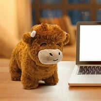 DAMAI 7"Highland Cow Stuffed Animal,Realistic Stuffed Animal,Stuffed Highland Cow, Poseable Highland Cow Plush Stuffed Animal,Stress Relief Gift for Adults