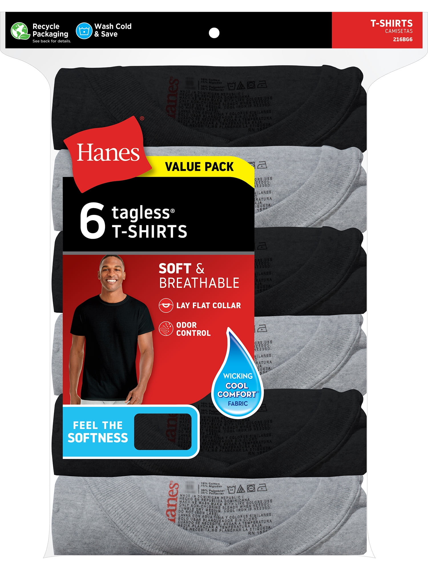 Hanes Originals Crew T Pack, Stretch Cotton Men, Moisture-Wicking Tee  Shirts, 3-Pack, Chambray Jade, Black, Concrete Heather at  Men's  Clothing store