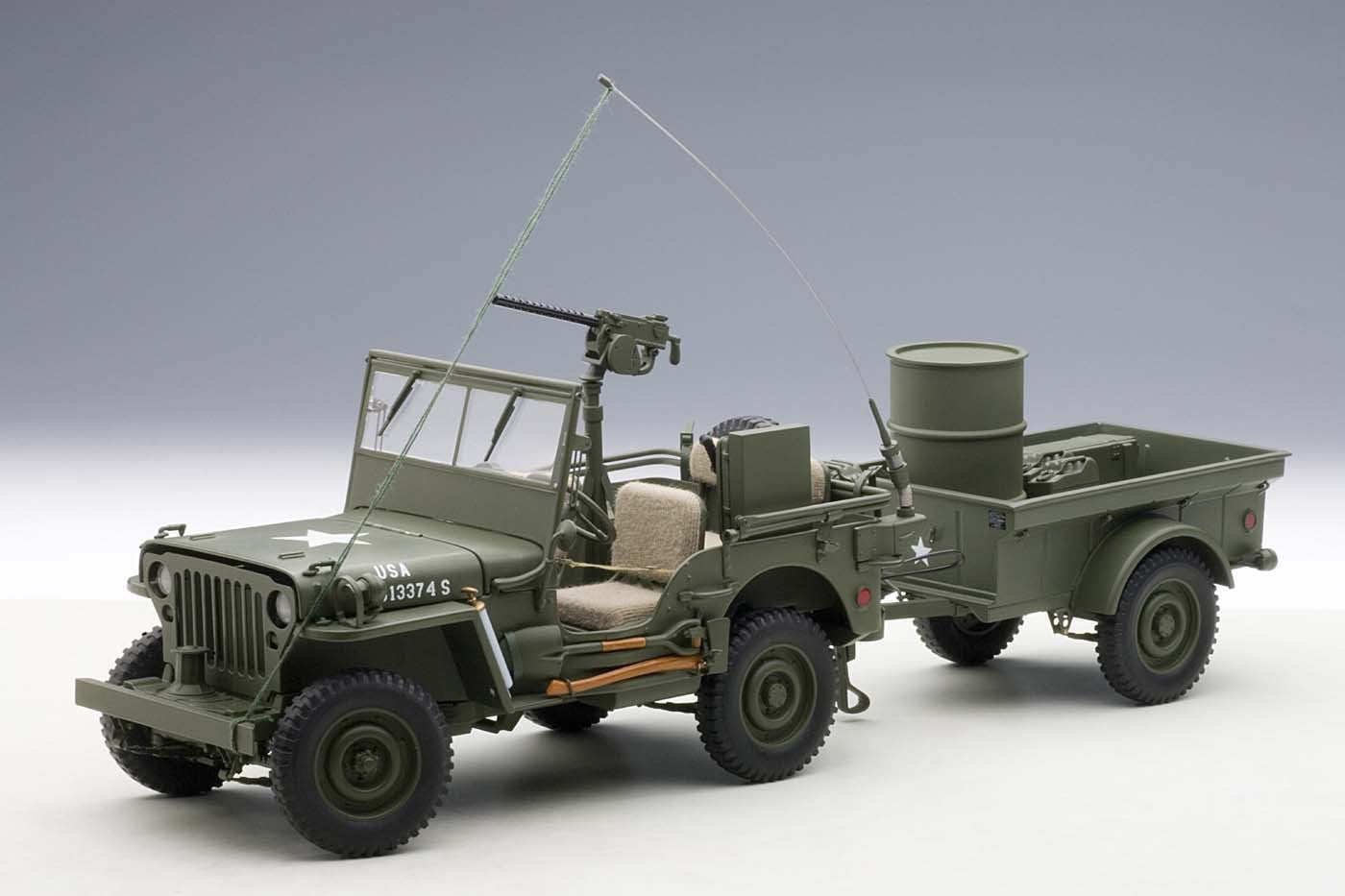 1:24 Scale Willys WW II Jeep Military Vehicle Diecast US Army Model Car Toy 