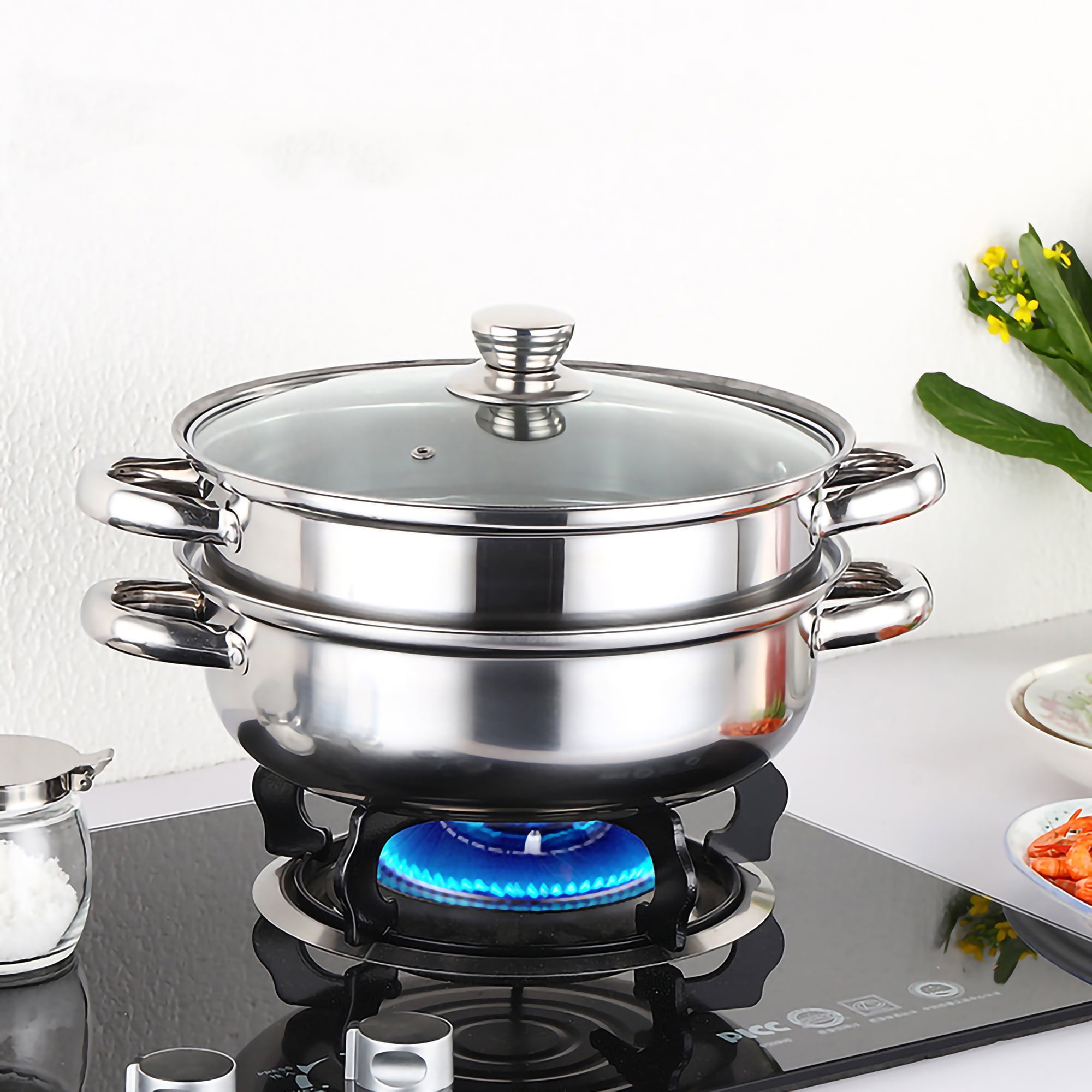 Classic 3 Tier Stainless Steel Steamer Pot Steaming Cookware Saucepot Rice Cooker Double Boilder