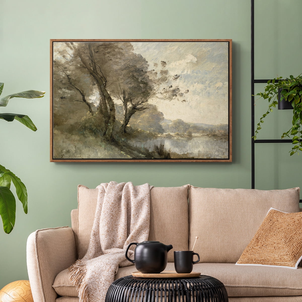 Vintage Landscape-MXVIII By Wexford Home Framed in Walnut Wood Gallery Wrapped Canvas 27 in. x 41 in.