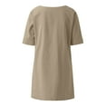 thumbnail image 5 of Jacenvly new ladies plus size tops tunic Loose Women's Summer Cropped Sleeves Cotton Line Shirt Blouse soft Satiny Solid Ruffle Trim Flouncev neck t shirts summer clothes for women Khaki, 5 of 7