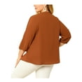 thumbnail image 3 of MODA NOVA Juniors' Plus Size Round Neck Ruffle Chiffon Blouse Top Caramel 3X, 3 of 6