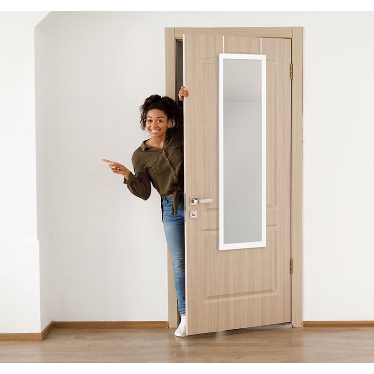 Mainstays Over-the-Door Rectangular Mirror, White, 14
