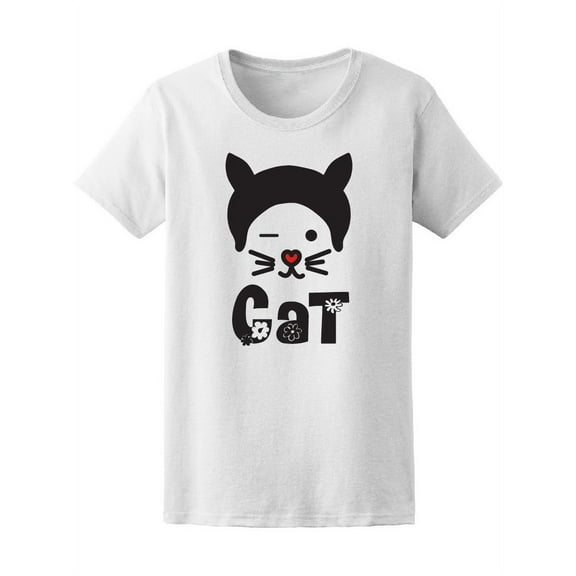Cute Cat Girly Graphic T-Shirt Women -Image by Shutterstock, Female Small