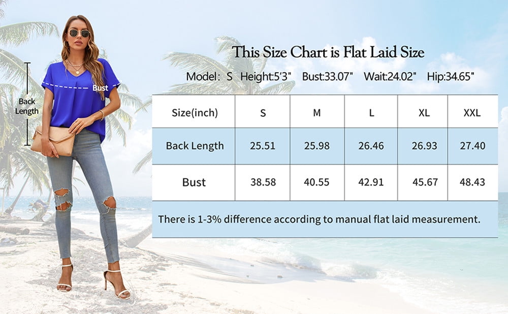 Summer Blouses for Women Elegant Casual V Neck Chiffon Blouses Tops Shirts,Flower Navy Red,S-2XL