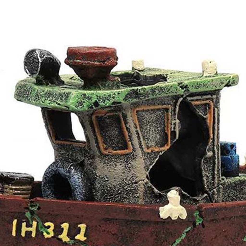 Fish Tank Landscaping Simulation Aquatic Shipwreck Aquarium Decoration Shipwreck