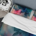 thumbnail image 4 of Designart "Watercolor Fusion Blue and Pink" Abstract Bedding Covert Set - Modern Blue Bed Set With 1 Shams, 4 of 6