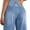 Blue, variant on Women's Wide Leg Baggy Jeans Mid Rise Butt Lifting Stretchy Denim Pants Back Patchwork Boyfriend Jeans
