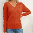 thumbnail image 4 of Diufon Womens Cotton Sweaters Fall Casual Solid Color Blouses V Neck Long Sleeve Blouses, 4 of 5