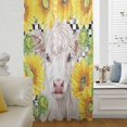 thumbnail image 5 of Farmhouse Sunflowers Sheer Curtains 54 Inches Long, Country Cow Black Plaid Checkered Light Filering Curtains, Breathable Simi Curtain Privacy Drapes for Kitchen Bathroom Small Window Treatment, 5 of 9