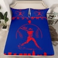 thumbnail image 2 of Homewish Teens Baseball Print Queen Sheet Sets, Blue Red Abstract Flat Sheet, Cartoon Sports Theme Queen Fitted Sheet, Lightweight Room Decor, 4pcs, 2 of 7