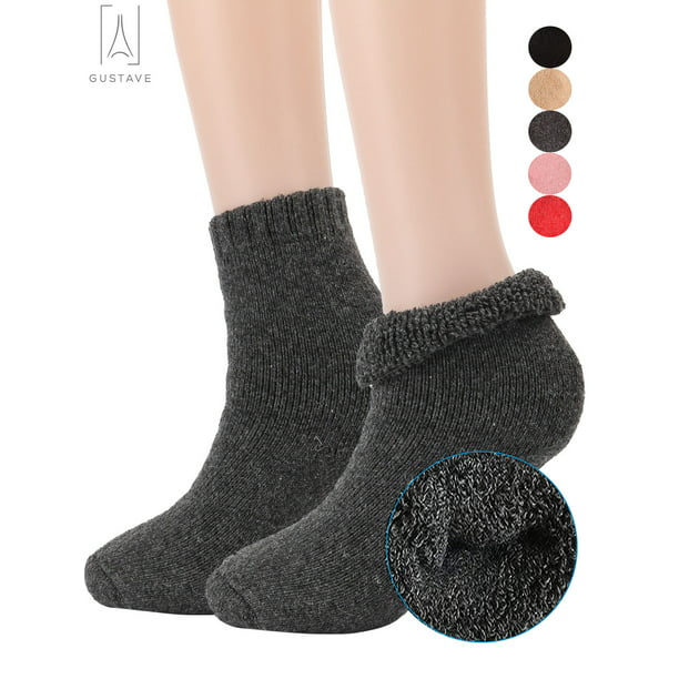 Pef Equipment Clap Gustave Womens Winter Super Thick Wool Socks, Fuzzy Lined Soft Warm Comfort  Mid Socks Solid Casual Thermal Sock Xmas Gift "Gray, 1Pair" - Walmart.com