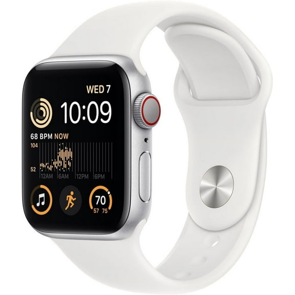 Restored Apple Watch SE (2nd Gen) GPS Cellular 40mm Silver Aluminum Case with White Sport Band - S/M (Refurbished)