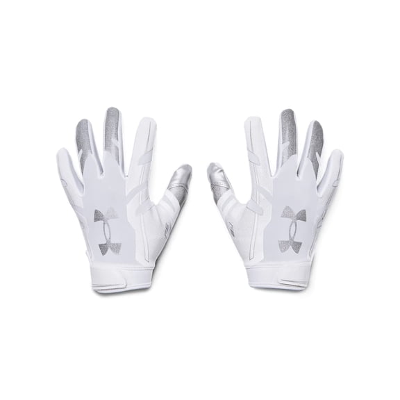 Guantes de fútbol Under Armour F8 para hombre, talla M, blanco/plateado