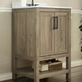 thumbnail image 3 of BizChair 24 Inch Bathroom Vanity with Sink Combo, Storage Cabinet with Soft Close Doors and Open Shelf, Carrara Marble Finish Countertop, Brown/White, 3 of 12